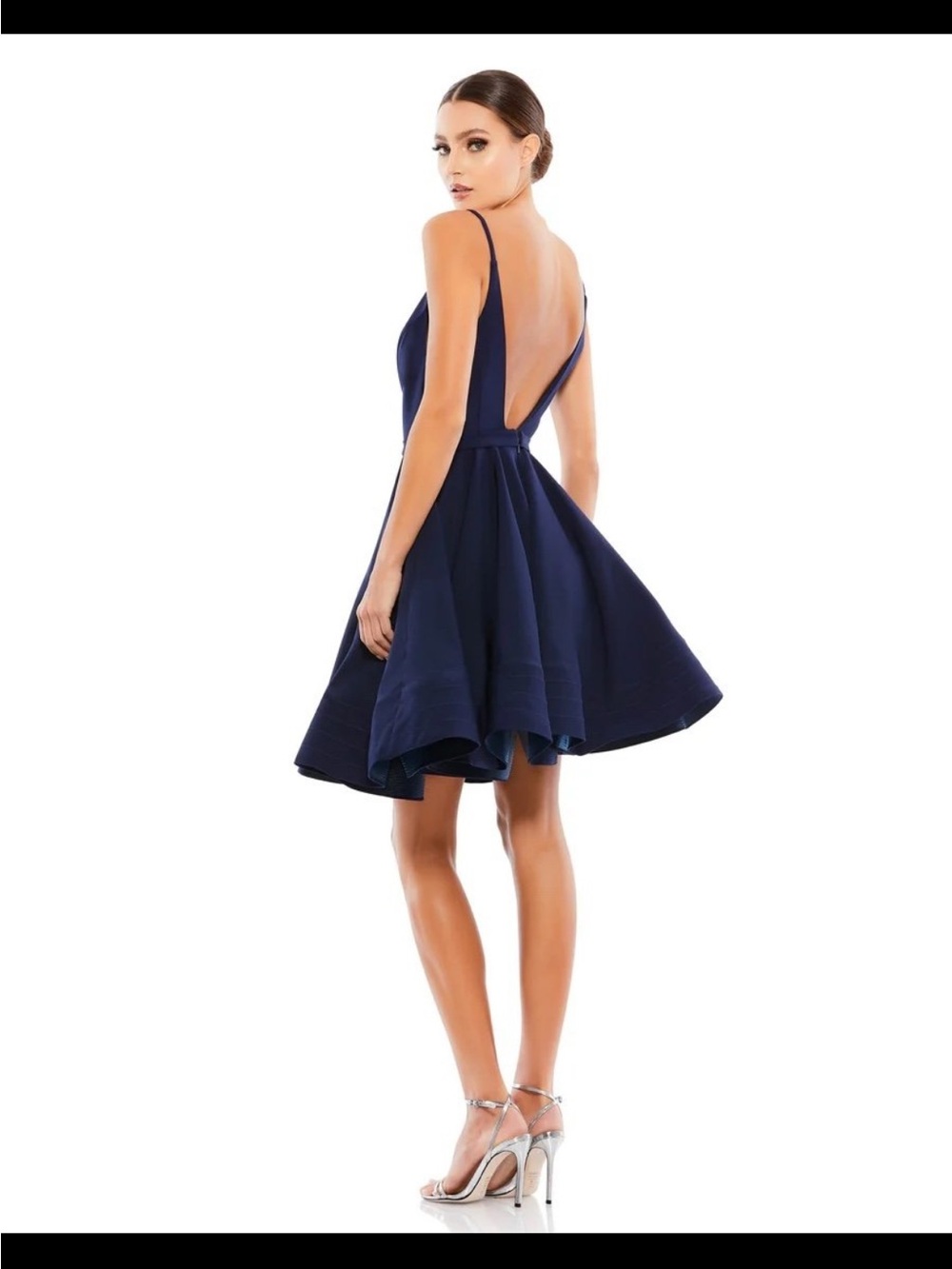 Navy A-Line Mini Party Dress - Spaghetti Strap